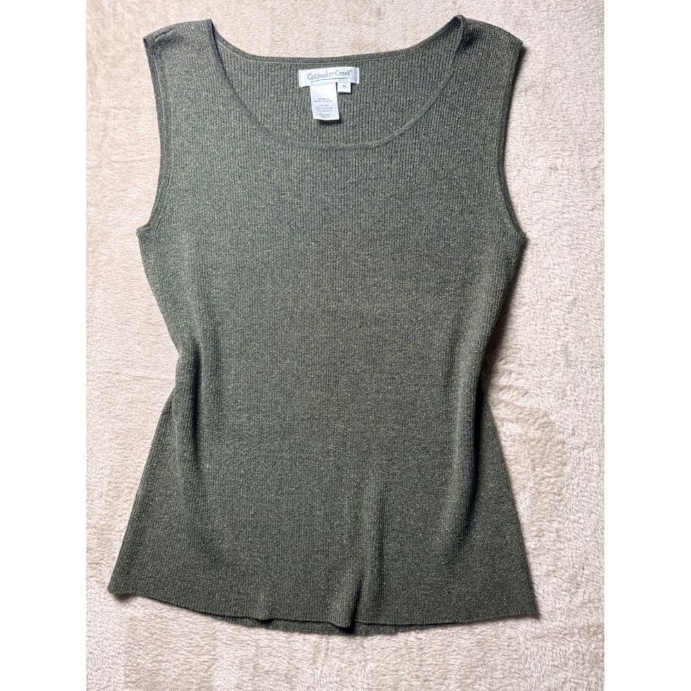Coldwater Creek Womens Silk Blend‎ Ribbed Top M Office Siren Classy Quiet Luxury
